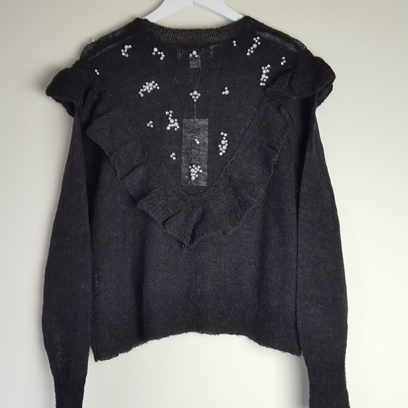 Wildfox | Embellished Pearl Knit Ruffle Sweater - Picture 7 of 7